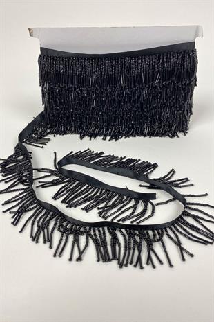 Pipe And Sand Bead Embroidered Fringe Ribbon