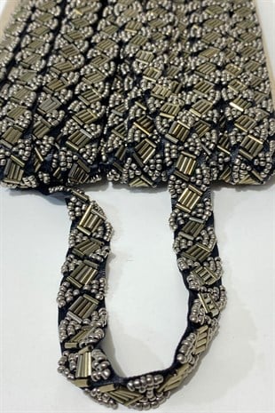 Boru ve Kum Boncuk İşlemeli Şerit Bordür 1 mt