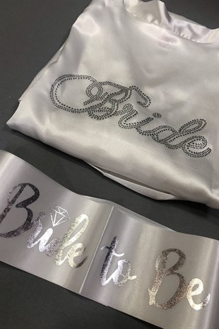 Bride Dressing Gown Crown Sash and Tattoo Set