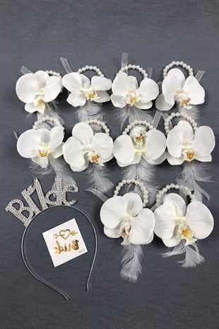 طقم سوار وصيفة العروس تاج العروس وزهرة الأوركيد