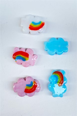 Bulut Gökkuşagı Cam Boncuk Kolye Ucu Renkli 1 Adet