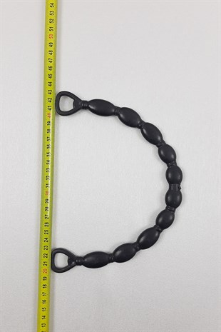 Burgulu Düz Siyah Çanta Sapı