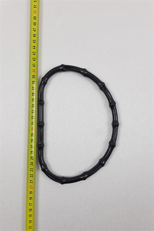 Burgulu Siyah Oval Çanta Sapı