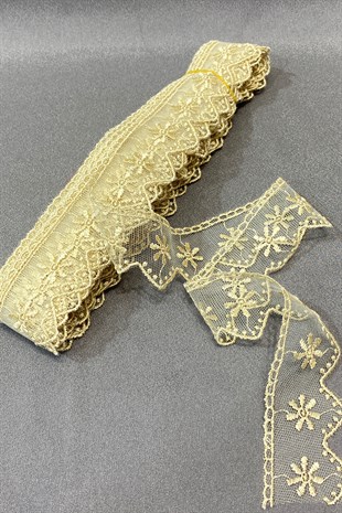 Büyük Çiçekli Kenar Güpür Dantel Fisto 9 mt