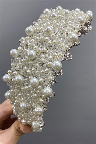 Big Pearl Stone Headband Bridal Accessory