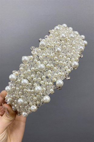 Big Pearl Stone Headband Bridal Accessory