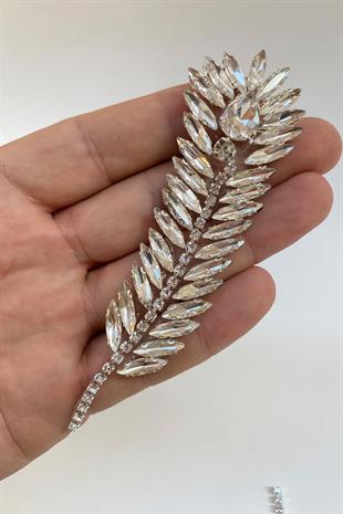 Büyük Yaprak Desenli Ütüyle Yapışan Parlak Taşlı Aplik 