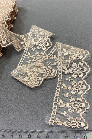 Büyük Çiçekli Kenar Güpür Dantel Fisto 9 mt