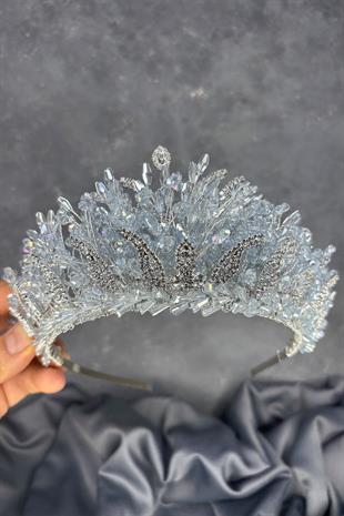 Ice Blue Livan Beaded Bridal Henna Crown Hair Accessory