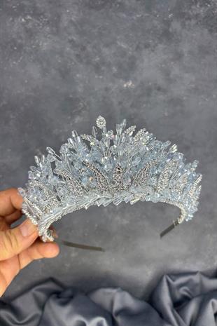 Ice Blue Livan Beaded Bridal Henna Crown Hair Accessory