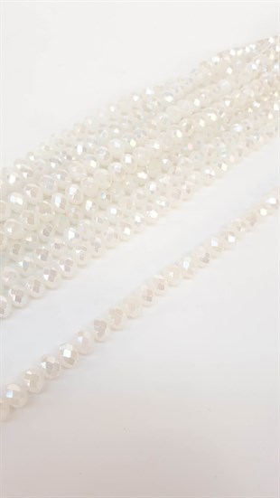 Buzlu Beyaz Kristal Boncuk 8 mm