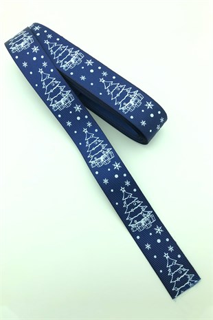 Çam Ağaç Desenli Yılbaşı  Kurdelesi