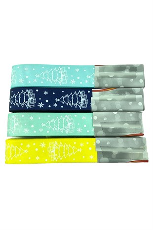 Çam Ağaç Desenli Yılbaşı  Kurdelesi