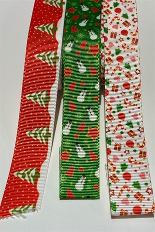 Cam Agacı Kardan Adam Yılbaşı Kurdelesi 2,5 cm 30 mt Renkli