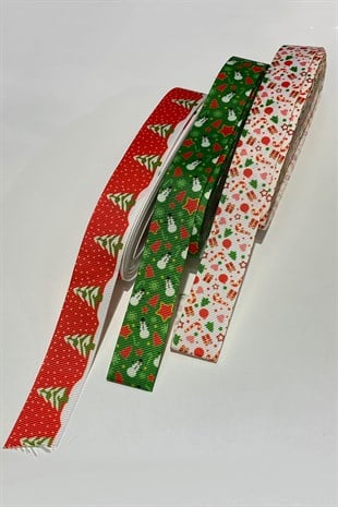 Cam Agacı Kardan Adam Yılbaşı Kurdelesi 2,5 cm 30 mt Renkli