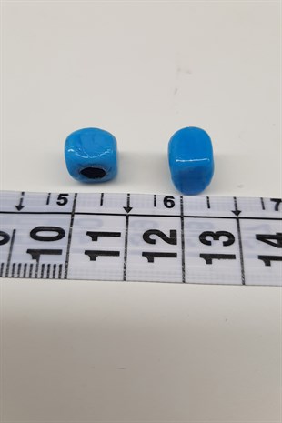 Glass Square Cube Blue Beads