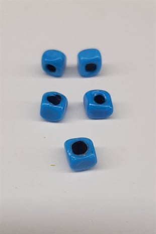 Glass Square Cube Blue Beads
