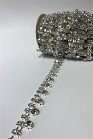 Glass Oval Stone Shiny Evening Dress with Stone Stripe