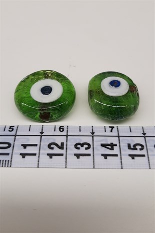 Glass Green Calfs Eye Evil Eye Beads