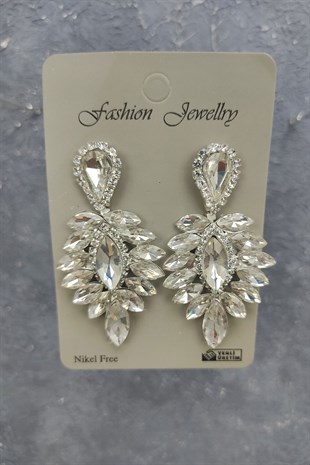 Canis Model Gelin Tacı Ve Damla Taşlı Küpe