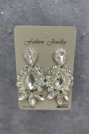 Canis Model Gelin Tacı Ve Mekik Damla Taşlı Küpe