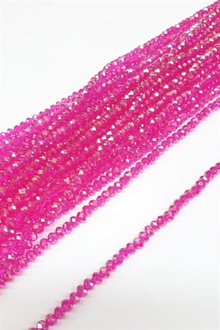 Canlı Şeffaf Fuşya Kristal Boncuk 4 Mm