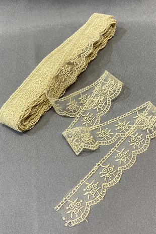 Çiçek Desen Kenar Güpür Dantel Fisto 9 mt