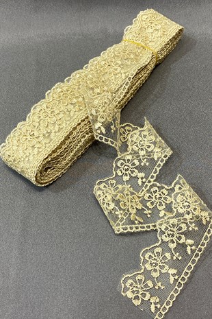 Çiçek Desen Kenar Güpür Dantel Fisto 9 mt