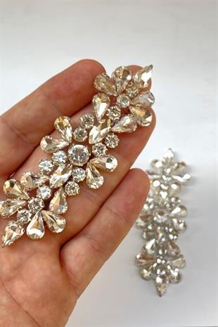 Çiçek Desen Ütüyle Yapışan Parlak Taşlı Aplik