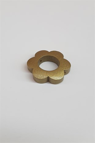 Çiçek Desenli Sarı Renk Ahşap Boncuk