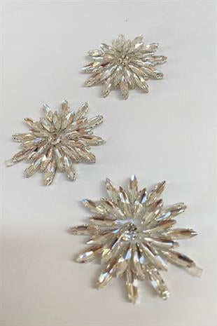 Çiçek Desenli Ütüyle Yapışan Parlak Taşlı Aplik