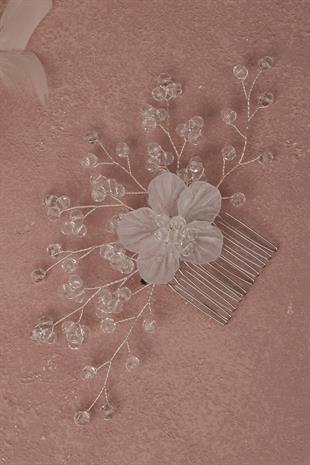 مشبك شعر إكسسوار زفاف مطرز على شكل زهرة ميلا