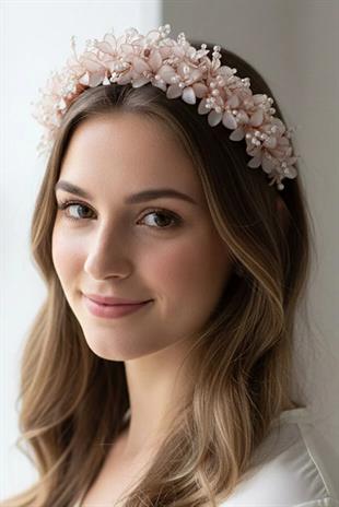 Floral and Pearl Bridal Tiara for Henna Ceremony, Engagement, Wedding, and Bridal Hair Accessory