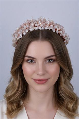 Floral and Pearl Bridal Tiara for Henna Ceremony, Engagement, Wedding, and Bridal Hair Accessory