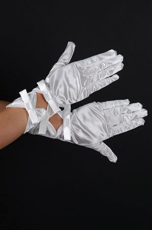 Double Bow Satin Bridal Gloves Short Wedding Dress Accessory