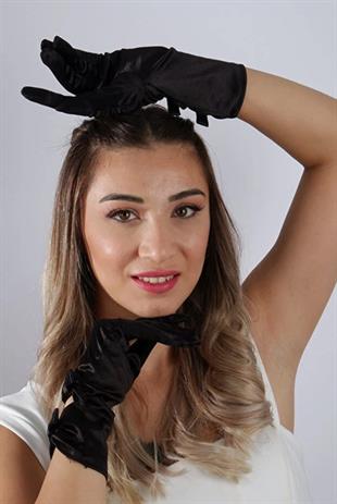Double Bow Satin Short Dress Gloves Party Accessory