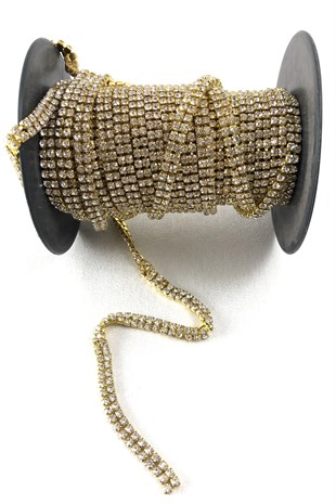 Çift Sıra Şerit Taş Gold Renk