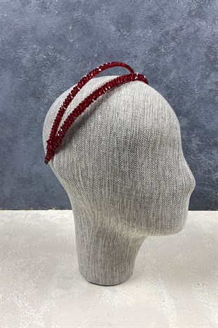 Çift Sıralı Pramit Kristalli Saç Aksesuarı Gelin Tacı