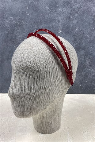 Çift Sıralı Pramit Kristalli Saç Aksesuarı Gelin Tacı