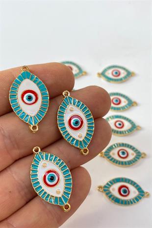 Double-Sided Enamel Colored Evil Eye Beads Bracelet Beads