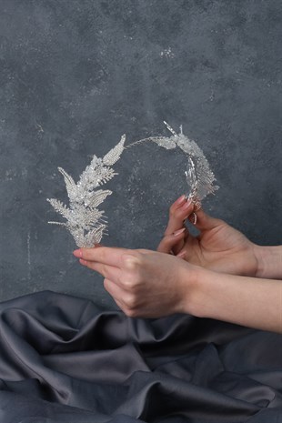 Çift Taraflı Özel Tasarım Saç Aksesuarı Gelin Tacı