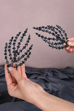 Double Comb Clasp Stone Bridal Henna Hair Accessory