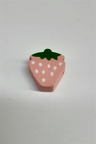 Çilek Modifli Açık Pembe Ahşap Boncuk