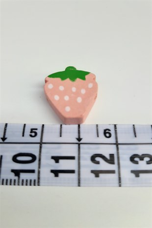 Çilek Modifli Açık Pembe Ahşap Boncuk
