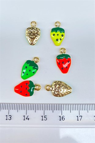 Strawberry Motif Metal Pendant Color 1 Piece