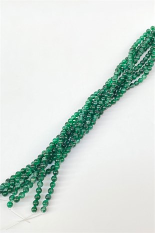 Çimen Yeşili Ceyt Doğal Taş Boncuk 8 mm