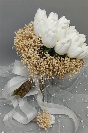 Cipsolu White Tulip Brides Hand Flower And Grooms Flower 20 Tulips