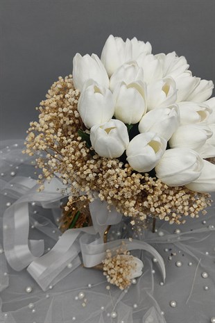Cipsolu White Tulip Brides Hand Flower And Grooms Flower 20 Tulips