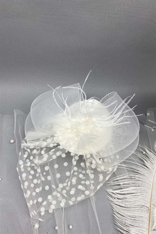 Cipsolu Islak Laleli Gelin Çiçeği,Nikah Şapkası ve Gelin Eldiveni Seti