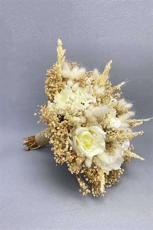 Cipsolu ve Kuru Çiçekli Gelin Buketi